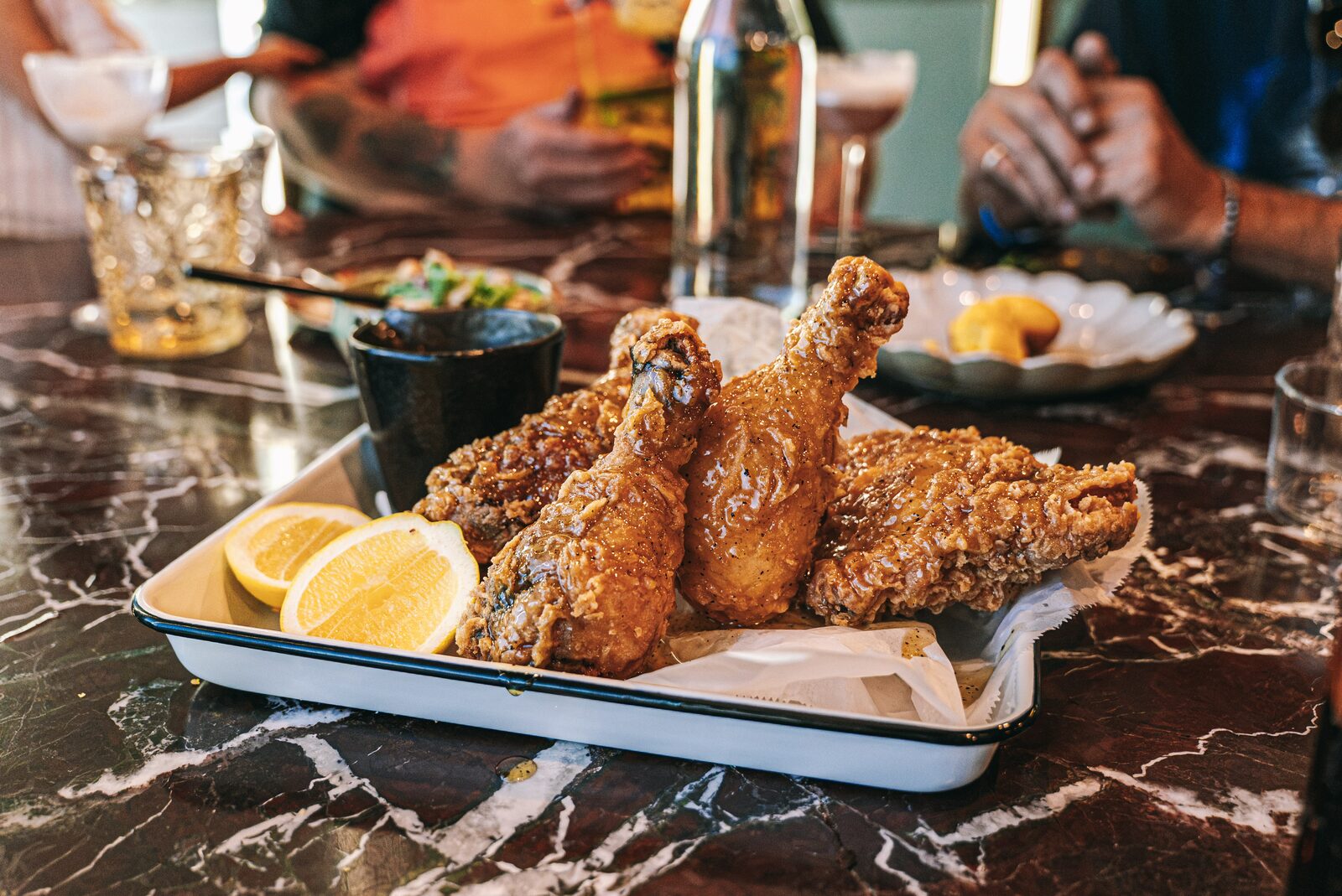 Fried chicken platter in the dining room - Southern kitchen Walnut Creek